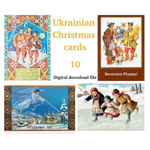 Biglietti digitali, Natale ucraino, Set 10 biglietti, Biglietto di Natale ucraino, Biglietto di Natale stampabile, Immagine di Natale, File di download digitale