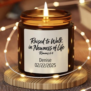 Personalized Baptism Candle, Adult Baptism Gift, Romans 6:4 New Life Scripture Candle, Christian Gift for Baptism Day
