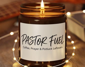 Pastor Fuel Soy Candle | Coffee, Prayer, Potluck Scent (Amber Jar)