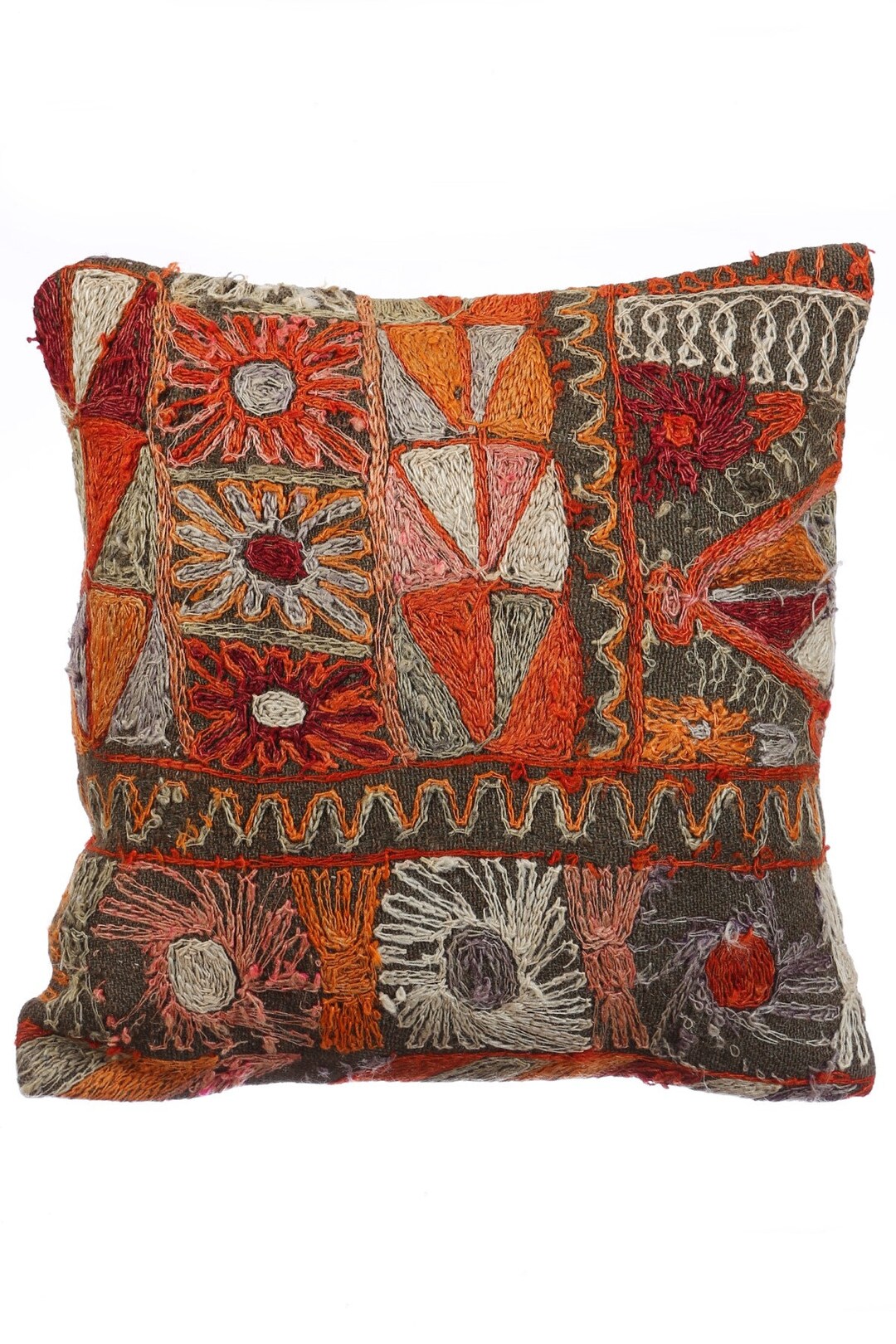 16x16 Vintage Orange & Gray Kilim Pillow Cover Etsy UK