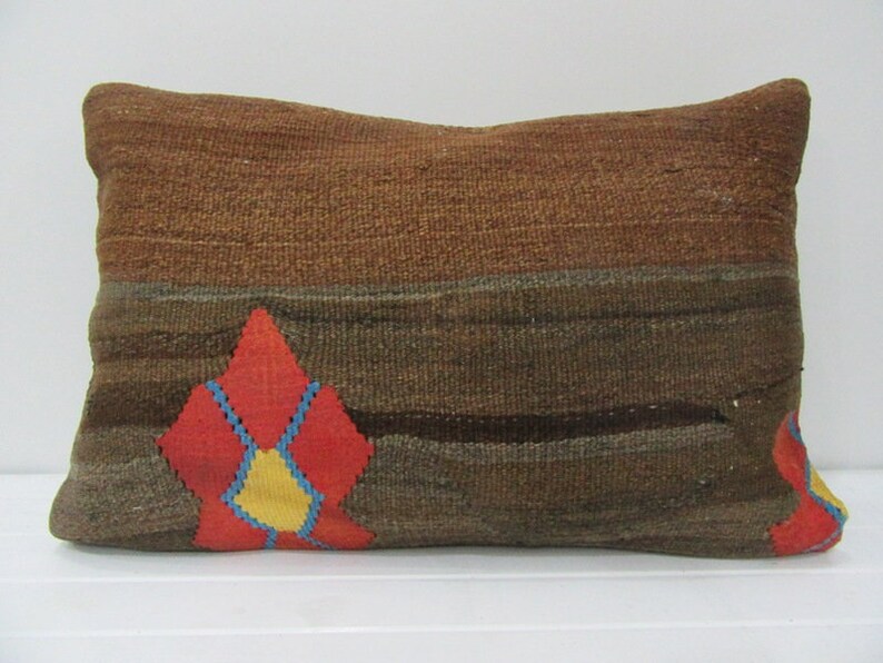 16x24 Brown /& Orange Kilim Cushion Cover