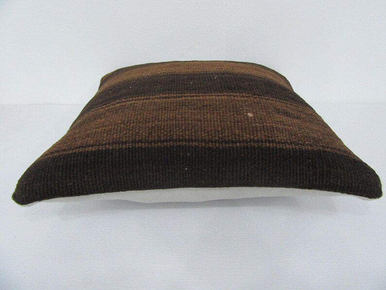 16X16 Brown Vintage Striped Kilim Pillow