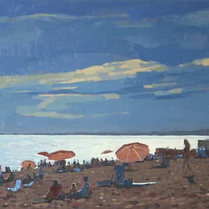 Stormy Summer Light, Brighton Original seascape oil painting by Elliot Roworth image 1
