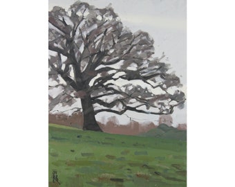 Oak Tree Study, Danny Park ~ Original landscape oil painting by Elliot Roworth
