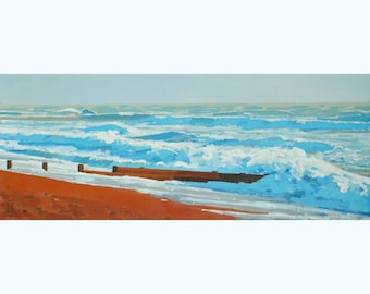 Brighton Wave Study 1 ~ Original Coastal Beach Oil Painting by Elliot Roworth