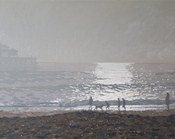 Incoming Fog, Brighton ~ Original seascape oil painting by Elliot Roworth