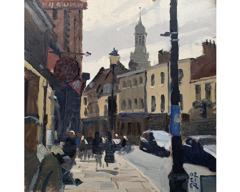 Greenwich Town Centre ~ Original 12x12 landscape oil painting by Elliot Roworth