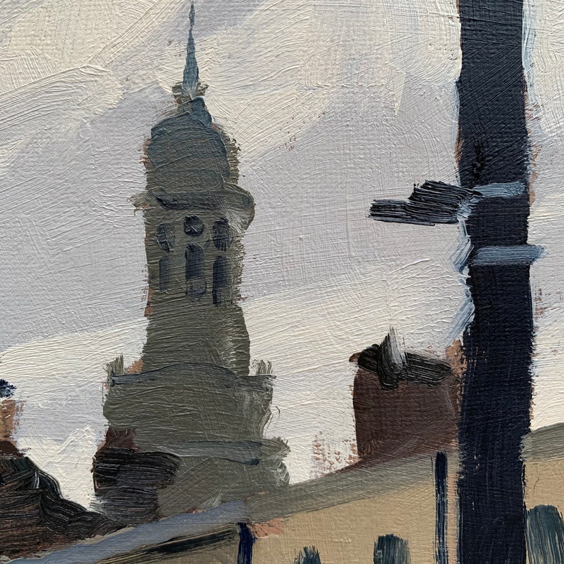 Greenwich Town Centre ~ Original 12x12 landscape oil painting by Elliot Roworth