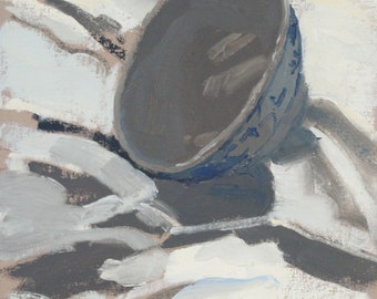 Bowl in Afternoon Sun ~ Original 7x9 still life oil painting by Elliot Roworth