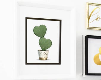 Cactus Print, Cactus Cubicle Decor, Cactus printable, Potted Cactus print, Affiche Cactus, Cactus still life, Cactus office art