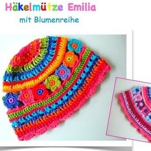 ebook/instructions for a colorful crochet hat Emilia