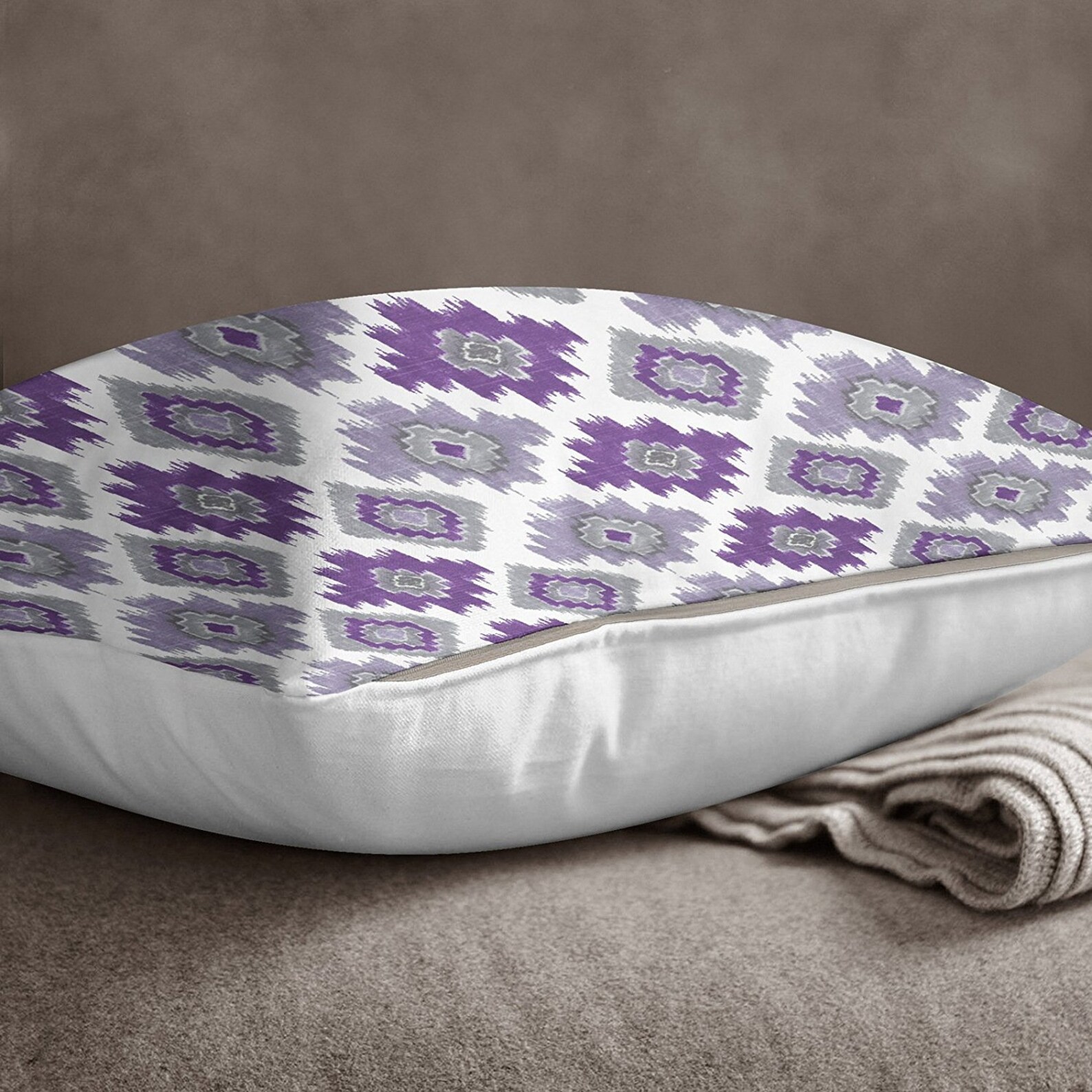 Decorative Purple Pillow Case Ikat Print Throw Square Sofa Etsy