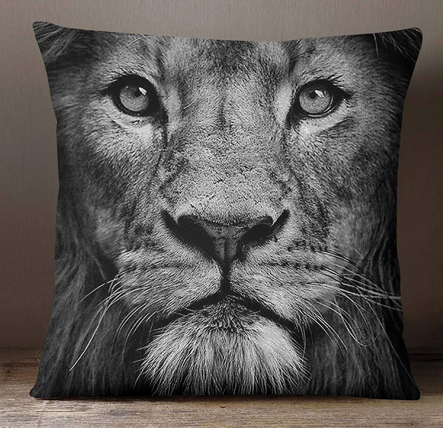 Indian Lion Face Digital Print Cushion Cover Black Etsy