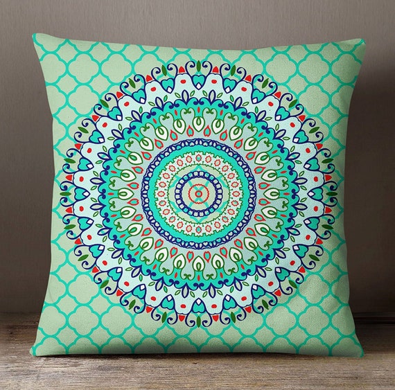 Mandala Printed Mint Green Pillow Case mandala pillow case horse