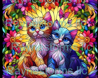 stained glass kitties