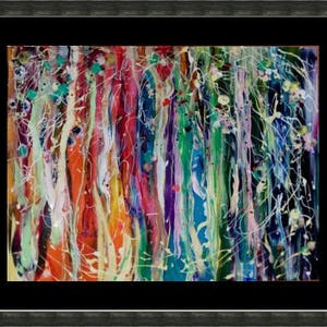 Digital Art Print from Original painting Night sea Rainbow color Large Wall Art Unique Gift Two View Living room decor Open Space Modern Art image 9