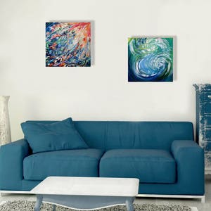 Firebird tale Original painting Colorful Living Room Decor Rainbow color Children's Room Abstract Modern Wall Art Fairy Tale Unique Gift image 9