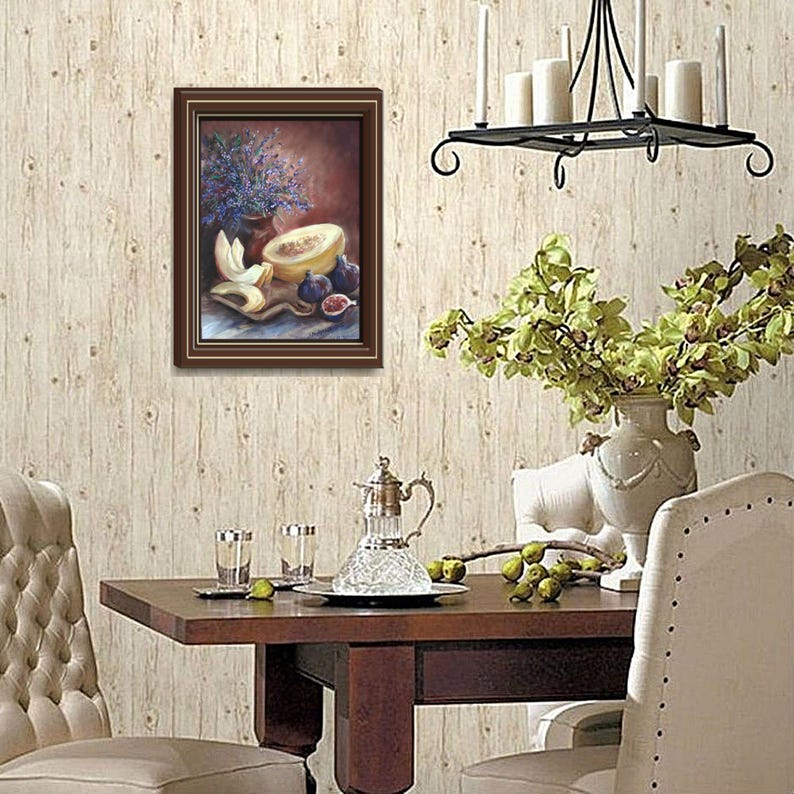 This natural tones still life will perfectly pass to a classic Dining room.
It will be ideal gift for Mom or friends.