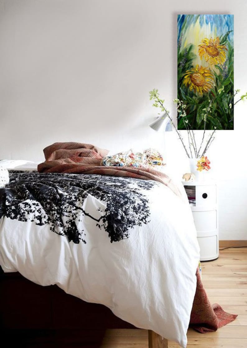 Golden Sunflowers 
Original painting
Textured wall art
Impasto painting


Original oil painting with the palette knife and brushes on stretched canvas
Size 12x24 inches (30x60 cm)
2018
Signed
Sides painted
Varnished
Ready to hang
Unframed