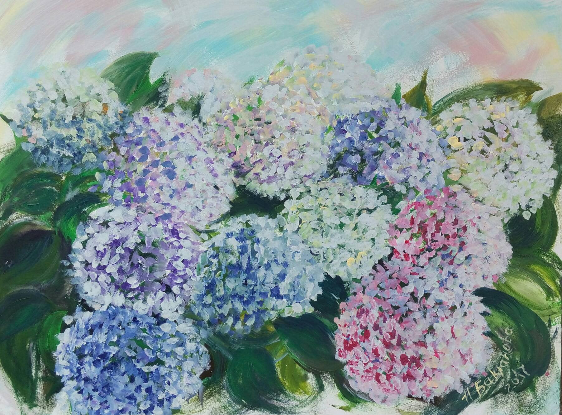 Hydrangea bloom Wall Art Flowers in Bloom White Green Purple | Etsy