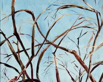 Spring sky Original painting Contemporary Landscape Cheerful Scenery Gentle Color Meditation Art Living Room Decor Bedroom Art Unique Gift
