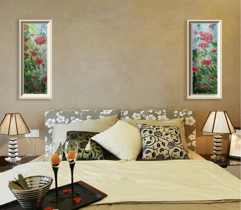Rowan Tree Clusters Diptych Original Painting Unique Gift Living Room