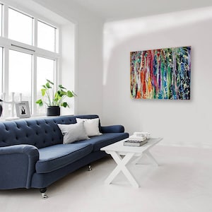 Digital Art Print from Original painting Night sea Rainbow color Large Wall Art Unique Gift Two View Living room decor Open Space Modern Art image 3