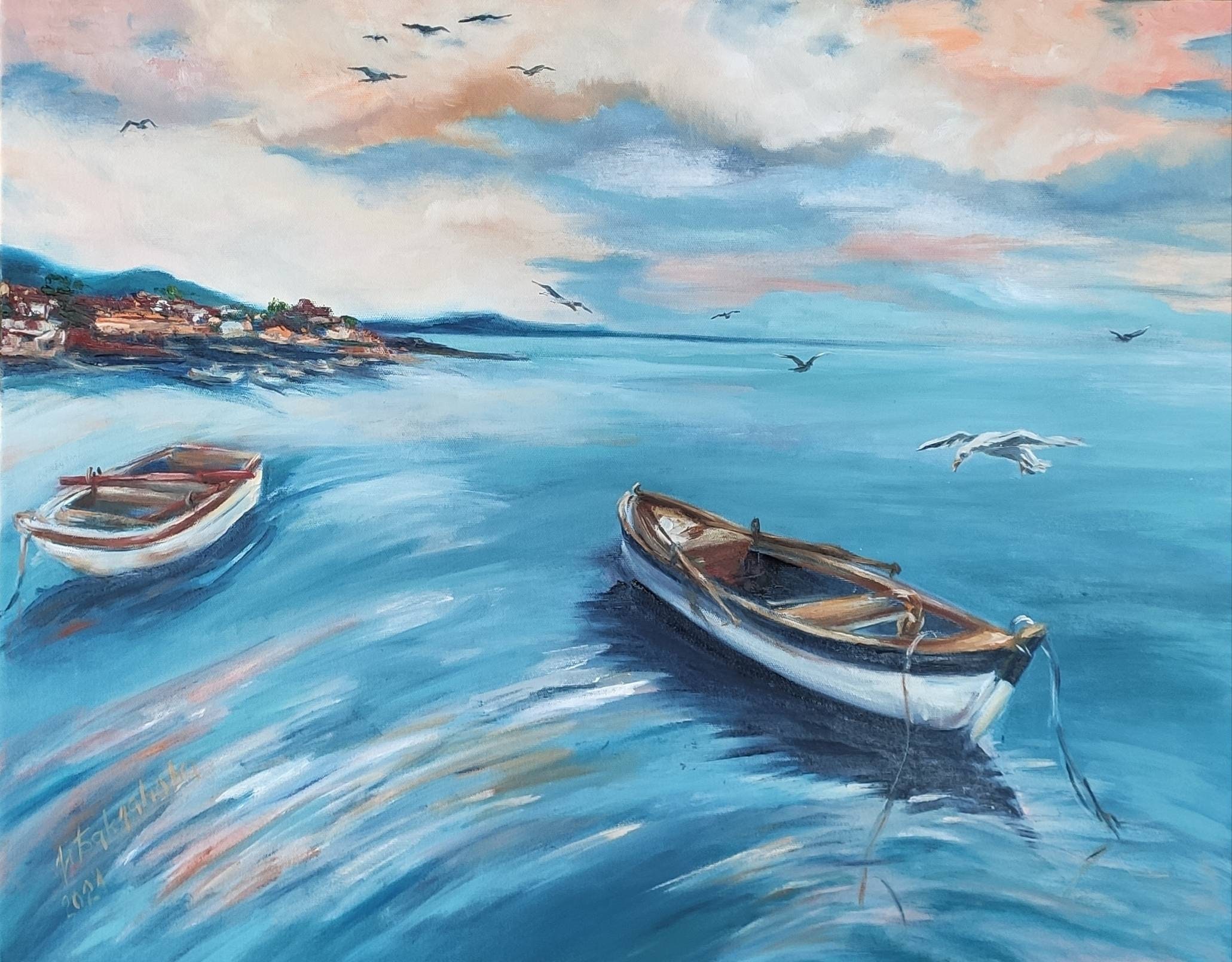 油彩画 ジャンク船 海景画 風景画 il_fullxfull.2895377463_pv57.jpg