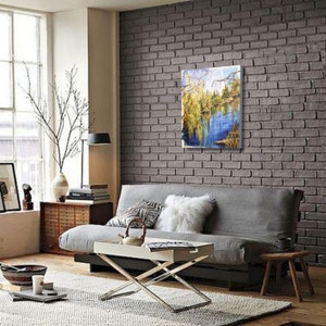 Tranquil Spring Pond with Yong Willow Greenery Painting Waterscape Contemporary Wall Art Living Room Decor Modern impressionism Unique gift image 9