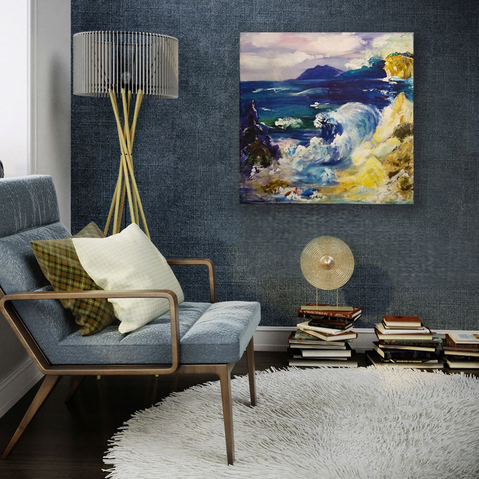 Rising Wave - Original Acrylic Painting: Large Seascape Decor (32x32 ...