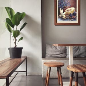 This laconic painting is filled with symbols from different cultures but will complement your home. In Feng Shui, lavender is associated with peace, tranquility, and spiritual healing. It is believed to invite positive energy, reduce stress, and promote relaxation, making it a popular choice for creating a harmonious and serene atmosphere in homes. 
This painting looks different under daylight and artificial lighting.
This original painting will be a Unique Art decor for Dining room or kitchen.