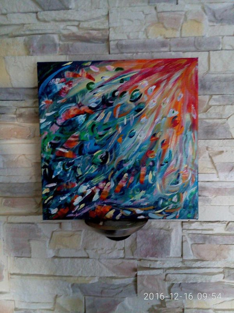 Firebird tale Original painting Colorful Living Room Decor Rainbow color Children's Room Abstract Modern Wall Art Fairy Tale Unique Gift image 7