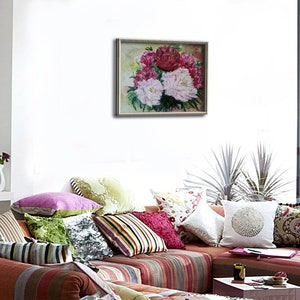 Blossom Flowers Spring Painting Peonies Acrylic Wall Art Living Room ...