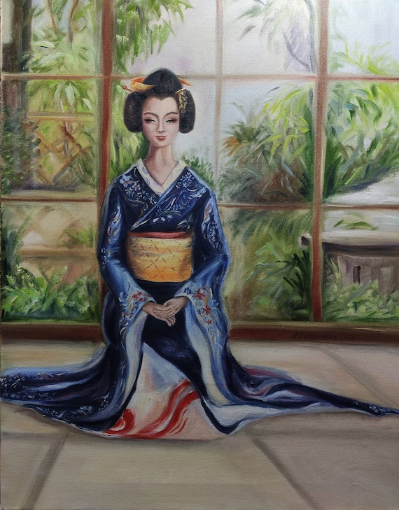 Kioto Geisha sonreír japonés tradicional vestido mujer retrato - Etsy España Kioto Geisha sonreír japonés tradicional vestido mujer retrato - Etsy España