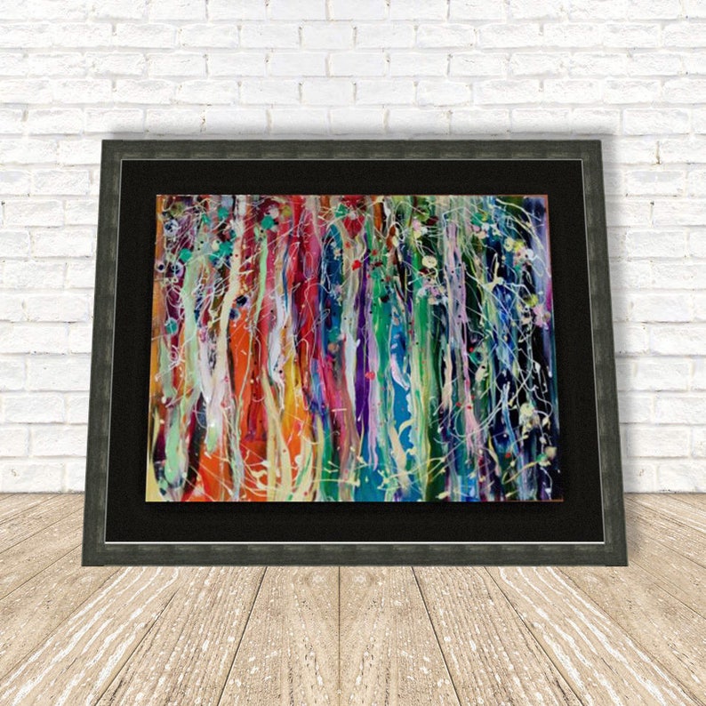 Digital Art Print from Original painting Night sea Rainbow color Large Wall Art Unique Gift Two View Living room decor Open Space Modern Art image 10