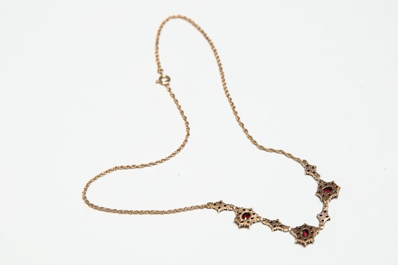 Floral Antique Bohemian Garnet Necklace Victorian… - image 2