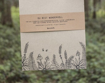 Graspapier Notizblock Wildblumen