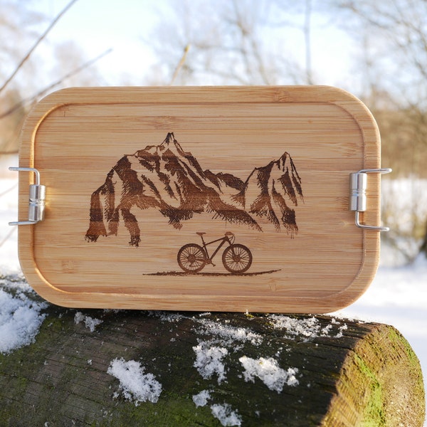 Lunchbox groß Berge und Fahrrad