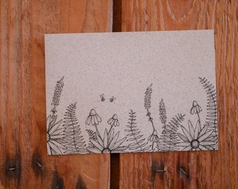 Postkarte Graspapier Wildblumen