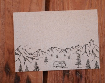 Carte postale papier herbe camping camping sauvage