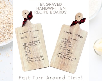 Engraved Handwritten Recipe Cutting Board, Personalized Kitchen Gift