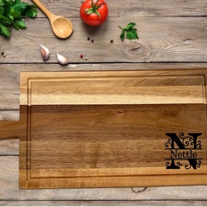 Personalized Serving Board with handle/Custom Cutting Board/Monogrammed Personalized Cheese Board/ Engagement Gifts/Bridal Shower Gifts