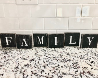 family wooden block letters
