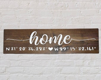 GPS Coordinates Sign | Custom Home Coordinates Sign| latitude longitude sign| | Personalized Home Sign| Housewarming | Christmas home Gift