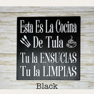 "Esta Es La Cocina De Tula" Spanish Kitchen Sign - Rustic Wood Wall Art Plaque 12x6 Inches