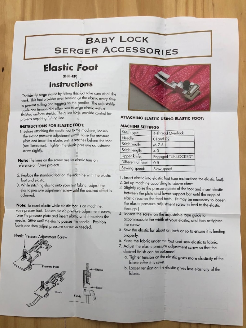 Baby Lock Imagine/Eclipse Serger Elastic Foot BLEEF Etsy.de