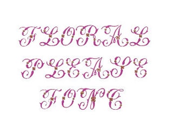 Floral Please Font - Machine Embroidery Font - Lettering, Alphabet, Font Set, Floral Please Font