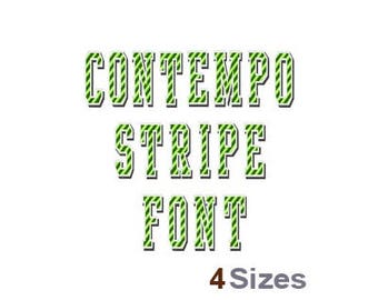 Contempo Stripe Font - Machine Embroidery Font - 4 Sizes, Lettering, Alphabet, Contempo Stripe Font, Machine Embroidery Applique Fonts