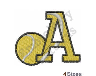 Tennis Letter A - Machine Embroidery Design - 4 Sizes, Lettering, Alphabet, Font, A Embroidery, Uppercase Design, Sports