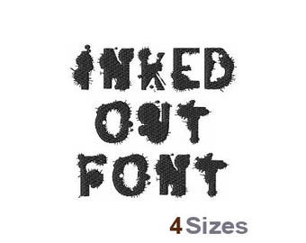 Inked Out Font - Machine Embroidery Font - 4 Sizes, Lettering, Alphabet, Font Set, Inked Out Font, Machine Embroidery Applique Fonts